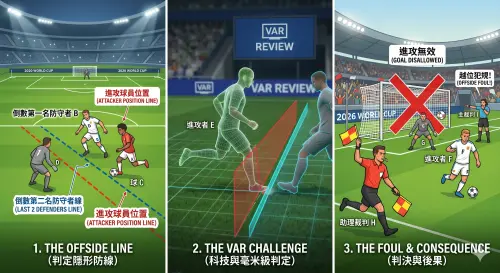 ▲2026年世界盃足球賽（FIFA World Cup）越位懶人包。（圖／Gemini AI／記者路皓惟監製）