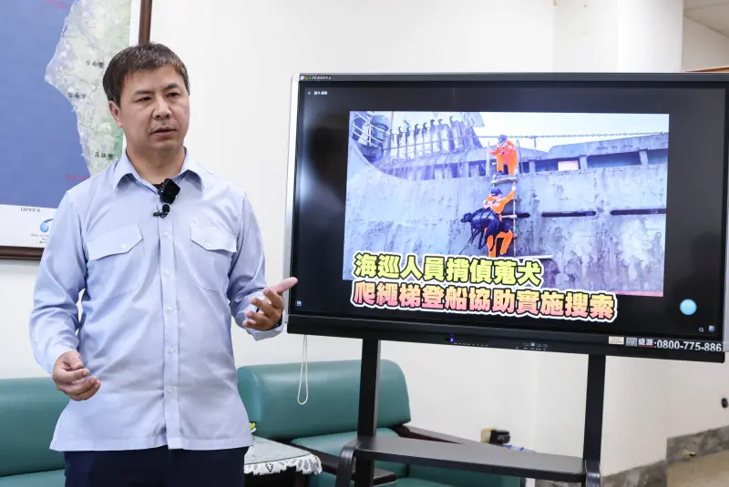    ▲執行登檢和帶回「宏泰58號」的時任179艇艇長阮仲慶。（圖／記者朱永強攝）  