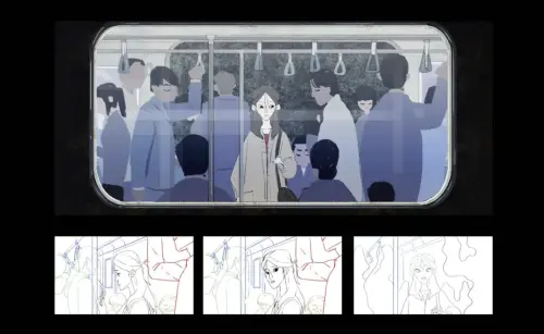 ▲《Non》故事講述在一班行駛的地鐵（捷運）上，一名成年女性注意到一個神祕的「黑影」正在悄悄接近一個落單的小男孩。（圖／ECV）