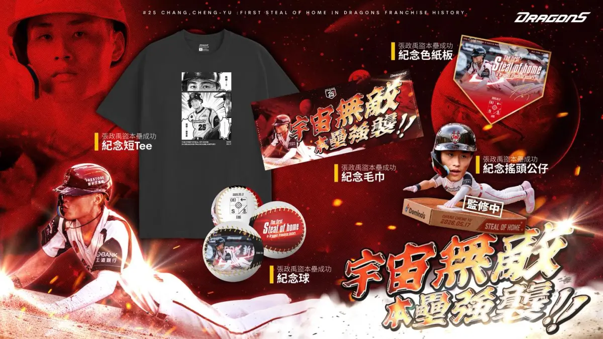 張政禹盜本壘出5款紀念品！球迷：太帥一定收　破千元公仔預購中