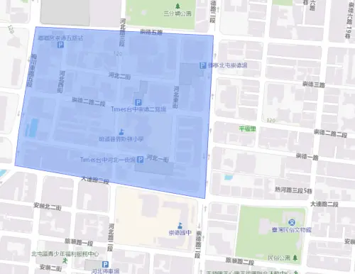 ▲台中市北屯區5月20日停水影響範圍。（圖／台灣自來水公司）