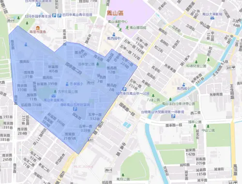 ▲高雄市鳳山區5月20日停水影響範圍。（圖／台灣自來水公司）