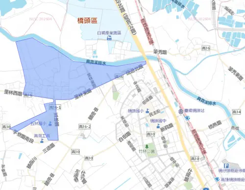 ▲高雄市橋頭區5月20日停水影響範圍。（圖／台灣自來水公司）