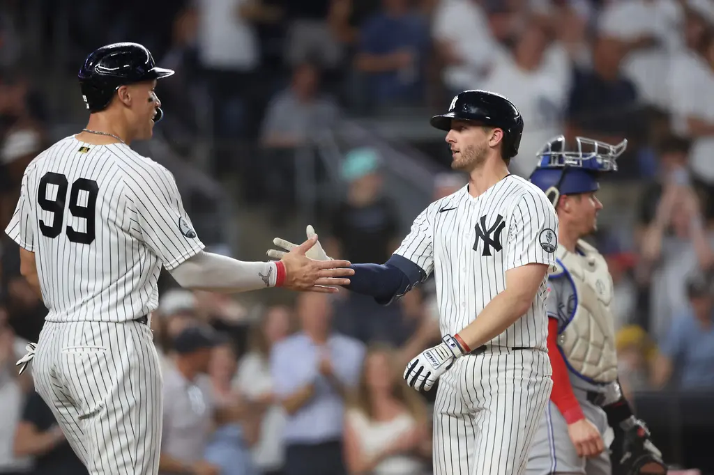 ▲洋基隊長賈吉（Aaron Judge）靠著精準的選球眼，透過ABS挑戰翻盤，為洋基奠定翻盤基礎。（圖／美聯社／達志影像）