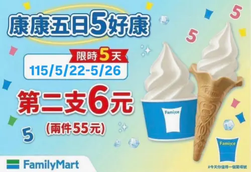 ▲全家自本週五（22日）起至5月26日限定，門市購買霜淇淋不限口味，兩支只要55元。（圖／全家提供）