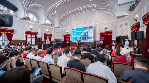President Lai delivers a speech marking the second anniversary of his inauguration. (Office of the President)