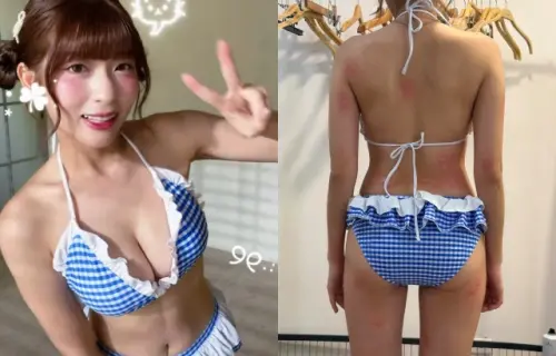 ▲瑟七穿比基尼性感熱舞，不料美背全是被蚊子叮咬的腫包。（圖／翻攝自瑟七IG@__seul777、瑟七Threads@__seul777）