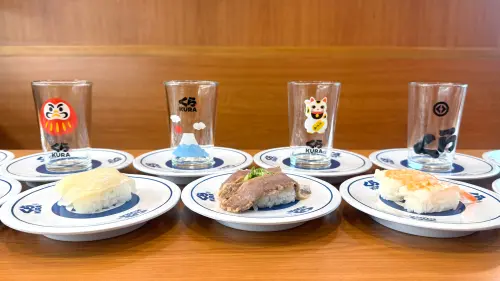 ▲藏壽司「花蓮自由店」限量開幕贈禮「KURA和風玻璃杯」4款。（圖／藏壽司提供）