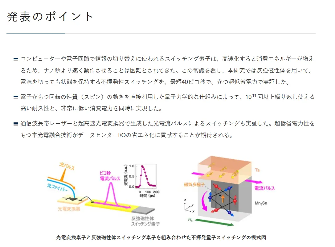 ▲東京大學研究團隊在新型記憶體技術取得進展。（圖／東京大學）