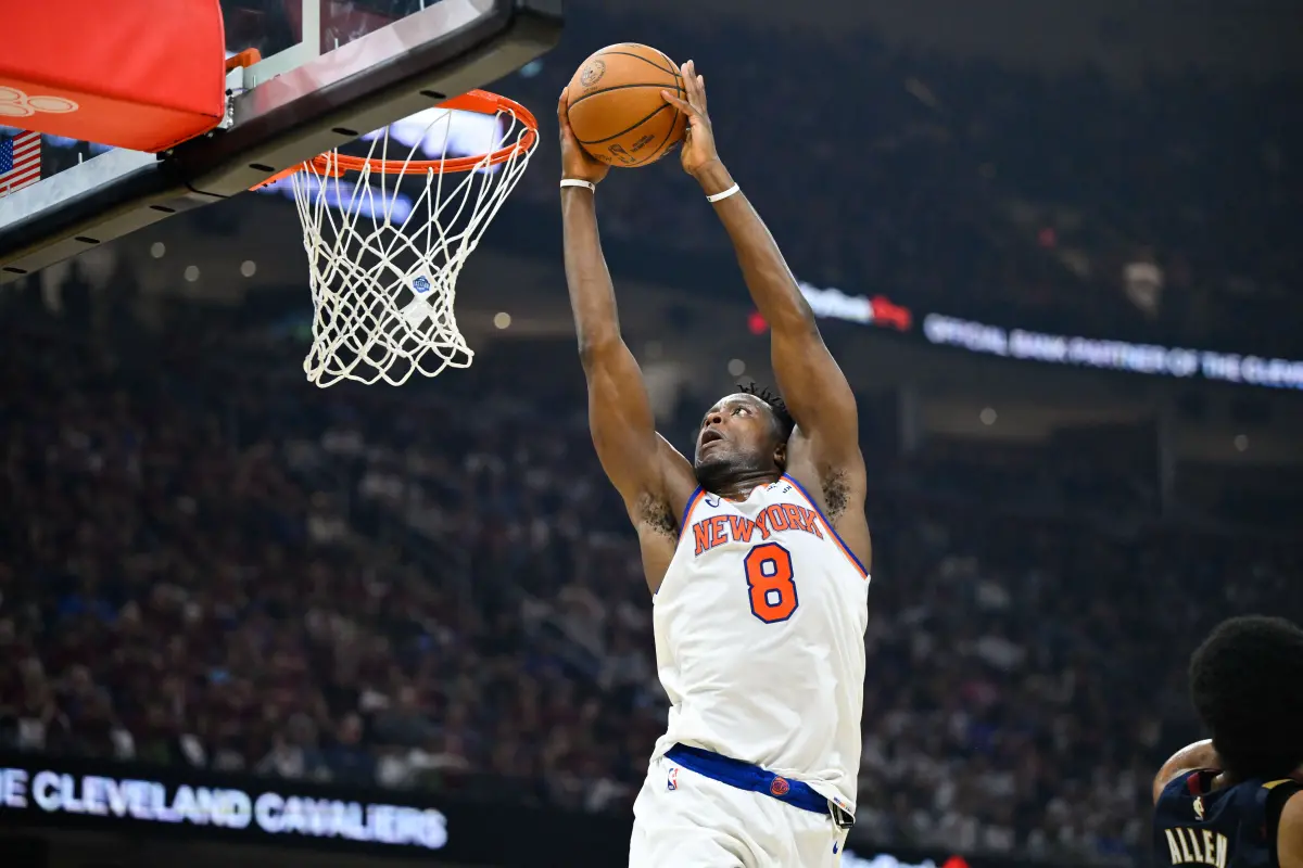 ▲阿奴諾比（OG Anunoby）在今年季後賽投出了高達 59%的投籃命中率與51%的三分球命中率，在東決 G3 中聯手布里吉斯（Mikal Bridges）徹底打爆騎士。（圖／路透／達志影像）