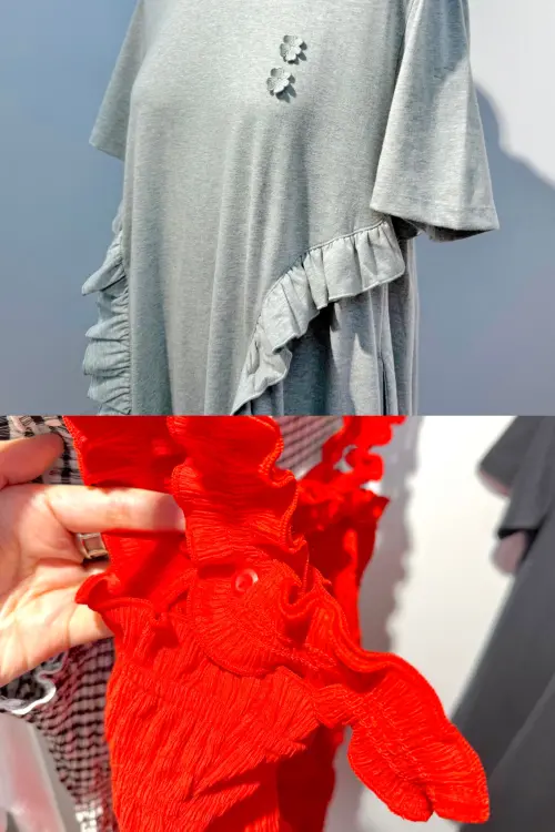 ▲立體刺繡與荷葉設計、可調式肩帶等細節滿滿，UNIQLO x Cecilie Bahnsen全系列共13款，390元起價格親民。（圖／記者蕭涵云攝）