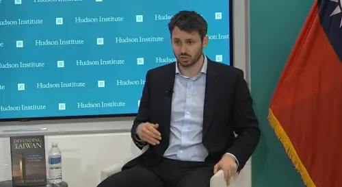 Eyck Freymann talks about ways to prevent Chinese aggression against Taiwan. (YouTube, Hudson Institute)