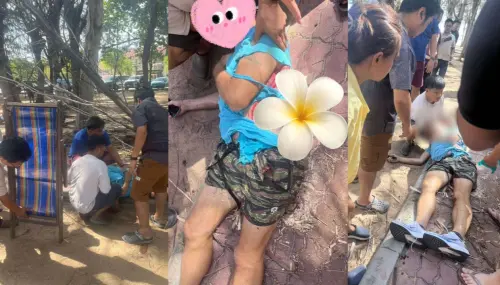 泰國沙灘驚悚意外！巨大松樹枝墜落　遊客慢跑遭刺穿腰腿