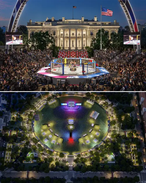 ▲UFC公布白宮草坪外場館的3D示意圖。（圖／翻攝自Ｘ／@UFConParamount）