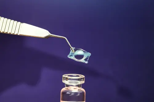 ▲EVO ICL膠原蛋白眼內鏡採用瑞士專利Collamer®親水性膠原蛋白材質，擁有良好的柔軟度與UV防護特性，透過微創植入技術，為高度近視及有老花需求的族群提供穩定的矯正方案。（圖／大學眼科提供）