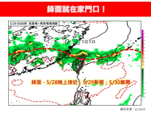鋒面就在家門口！今入夜接近北台灣　明南下「全台轟雷雨」一片藍