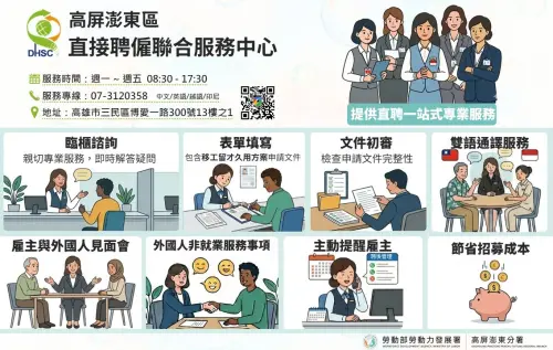 做滿14年免離台！高屏澎東區直聘中心一站式服務　助雇主留任移工