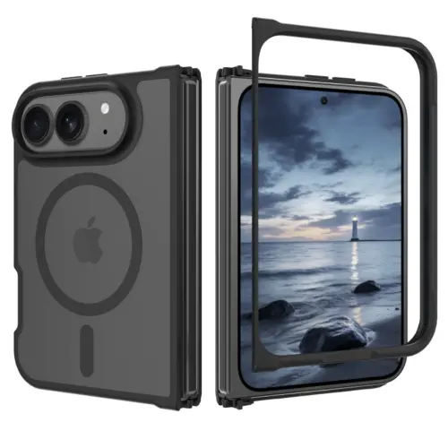 ▲配件商iFunSmart官網上架疑似蘋果摺疊iPhone保護殼，商品圖可見分離式邊框設計，外型疑似採書本式摺疊結構。（圖／翻攝iFunSmart官網）