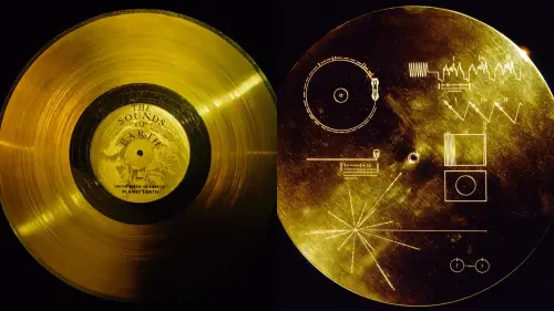 ▲NASA在1977年發射兩架探測器，當中攜帶兩張鍍金的銅製黑膠唱片「航海家金唱片」，目的是向宇宙傳遞人類文明。（圖／翻攝自維基百科）