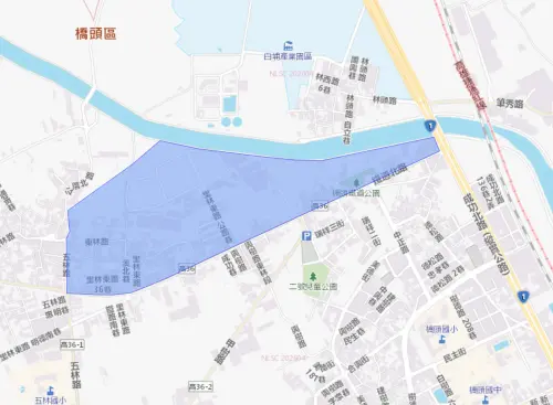 ▲高雄市橋頭區6月1日停水影響範圍。（圖／台灣自來水公司）