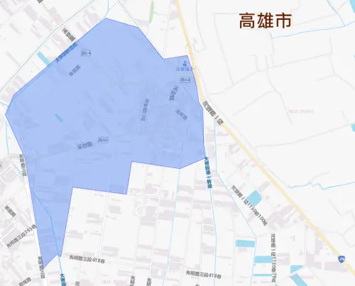 ▲高雄市大寮區6月1日停水影響範圍。（圖／台灣自來水公司）