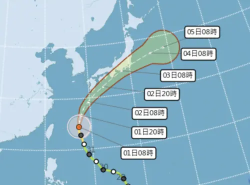 ▲薔蜜颱風朝日本靠近，將會替東京、大阪、名古屋等地帶來顯著影響。（圖／中央氣象署）