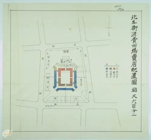 ▲紅磚市場日治時期興建時即採「回」字形，當時連廁所都設計進去，相當先進。（圖／翻攝國史館台灣文獻館檔案查詢系統）