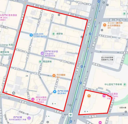 ▲今（1）日起，西門町商圈正式成為全面禁菸區，台北市衛生局繪製禁菸範圍。（圖／台北市衛生局）