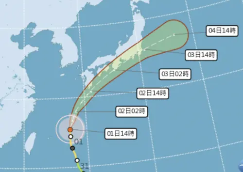 ▲薔蜜颱風路徑逐漸遠離台灣，今天各地多雲到晴。（圖／中央氣象署）