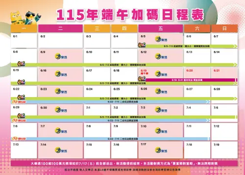 ▲2026年端午加碼活動開獎時程。（圖／台彩公司）