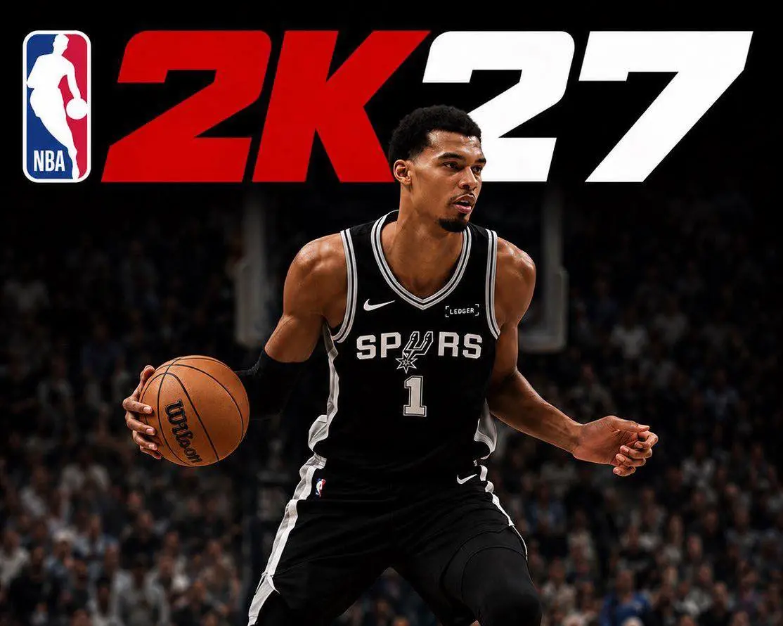 ▲近日網路流出疑似《NBA 2K27》官方宣傳素材，馬刺隊法國球星文班亞馬將成為下一代封面人物。（圖／取自Ｘ）