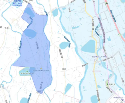 ▲桃園市中壢區、大園區6月4日停水影響範圍。（圖／台灣自來水公司）