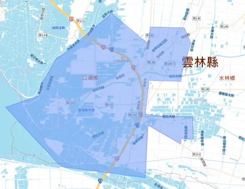 ▲雲林縣口湖鄉、水林鄉6月4日停水影響範圍。（圖／台灣自來水公司）
