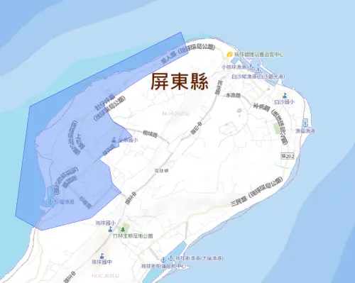 ▲屏東縣琉球鄉6月4日停水影響範圍。（圖／台灣自來水公司）
