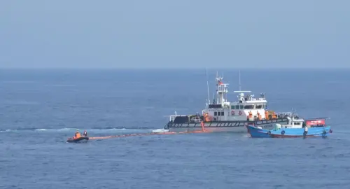 A CGA vessel conducts a maritime search-and-rescue exercise at sea. (CGA)