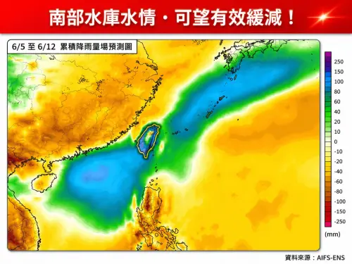 ▲林得恩表示，今至周日（7日）低壓帶移入，以及下周6月8日至6月15日，梅雨鋒面的滯留，都有機會為南部水庫帶來顯著、可觀的入庫雨量。（圖／林老師氣象站）