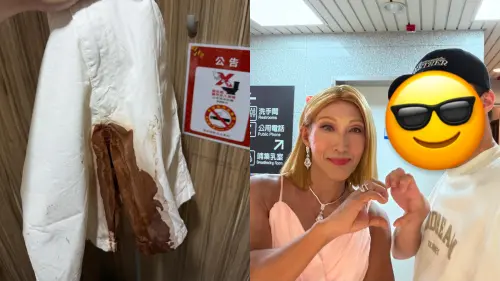 ▲男網友在北車上公廁時把咖啡潑在褲子上，他發文求助好心人救援，意外釣出潘若迪本尊出手相救。（圖／翻攝自Threads）