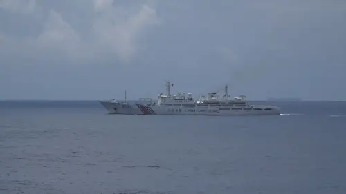 ▲中國海警船「3501」強行闖入我國東沙限制水域。（圖／海巡署提供）