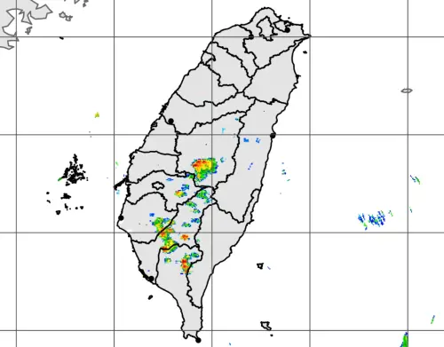 ▲下午發布「大雷雨警戒」，南投縣有短延時強降雨發生，並伴隨閃電落雷。（圖／取自中央氣象署）