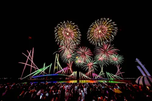▲觀光署促成2026澎湖花火節日本阪急交通社之夜，絢麗花火點亮澎湖夜空。（圖／觀光署提供）