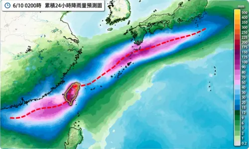 ▲受到低壓帶、梅雨鋒面及西南風接連影響，全台天氣將持續不穩定，周二、周三更可能迎來本波最強降雨時段。（圖／取自臉書粉專「林老師氣象站」）