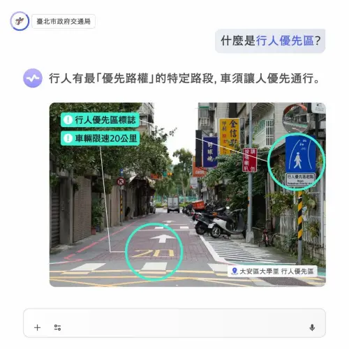 ▲台北市政府交通局解釋，行人優先區是在特定路段，提供行人最優先路權，範圍內速限20公里、全時段禁止按鳴喇叭，行人可於道路全寬通行。（圖／臺北交通大家談臉書）