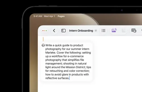 ▲Siri AI整合寫作工具，使用者可在Pages等文字編輯場景中，直接請Siri協助產生初稿、整理內容或改寫文字。（圖／翻攝官網）