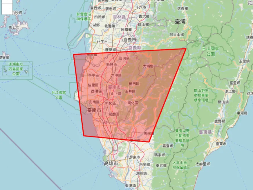 ▲中央氣象署今（9）日16時18分發布大雷雨警訊範圍，嘉義、台南、高雄、屏東部份區域有短延時強降雨發生。（圖／中央氣象署）