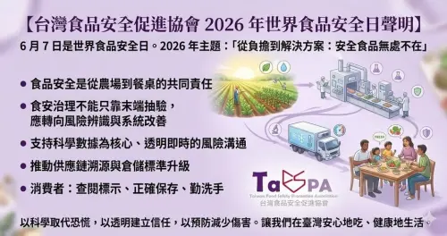台灣食品安全促進協會2026年世界食品安全日聲明