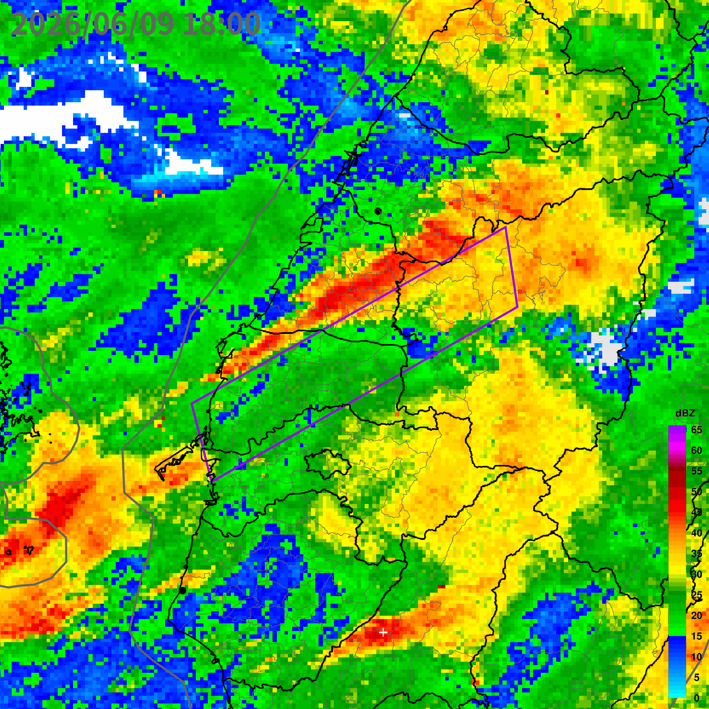▲彰化地區傍晚時雨量也超過70毫米。（圖／中央氣象署）