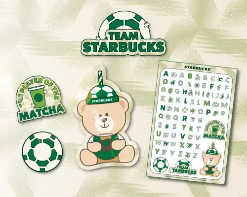 ▲應援世界盃，星巴克「TEAM STARBUCKS足球主題貼紙」，只送不賣。（圖／星巴克提供）