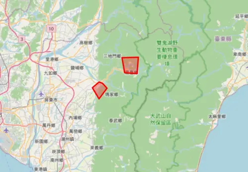 ▲氣象署針對屏東縣牛角灣溪、屏東縣隘寮北溪（飛龍瀑布群）發布災防告警，持續時間至10時30分；此區域已有暴雨或有暴雨發生的機率，提醒民眾留意溪水暴漲並儘速遠離溪流。（圖／中央氣象署）