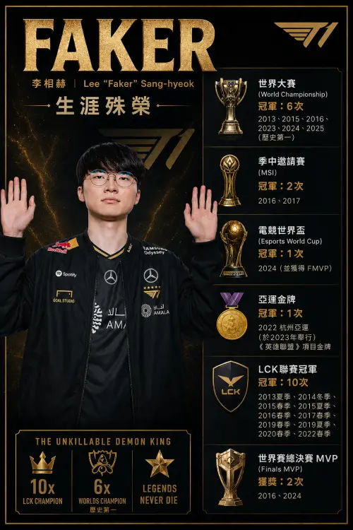 ▲大魔王「Faker」李相赫英雄聯盟生涯榮譽。（示意圖／AI生成）