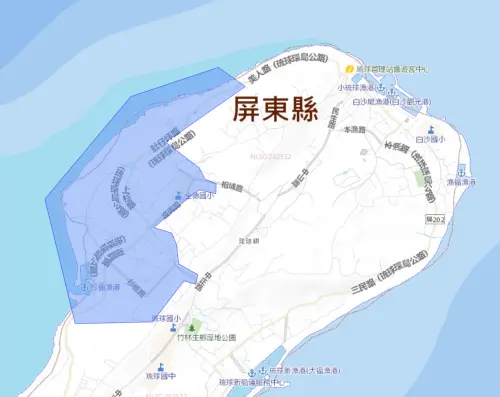 ▲屏東縣琉球鄉6月11日停水影響範圍。（圖／台灣自來水公司）
